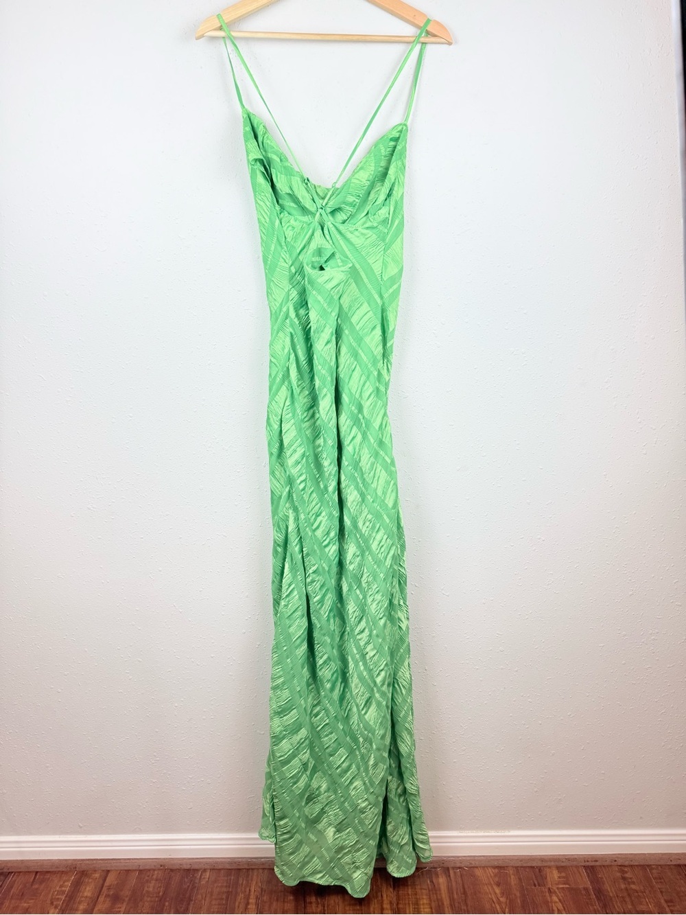 Topshop Green Sheer Check Cowl Neck Maxi Dress Size 8 NWT - Picture 6 of 11